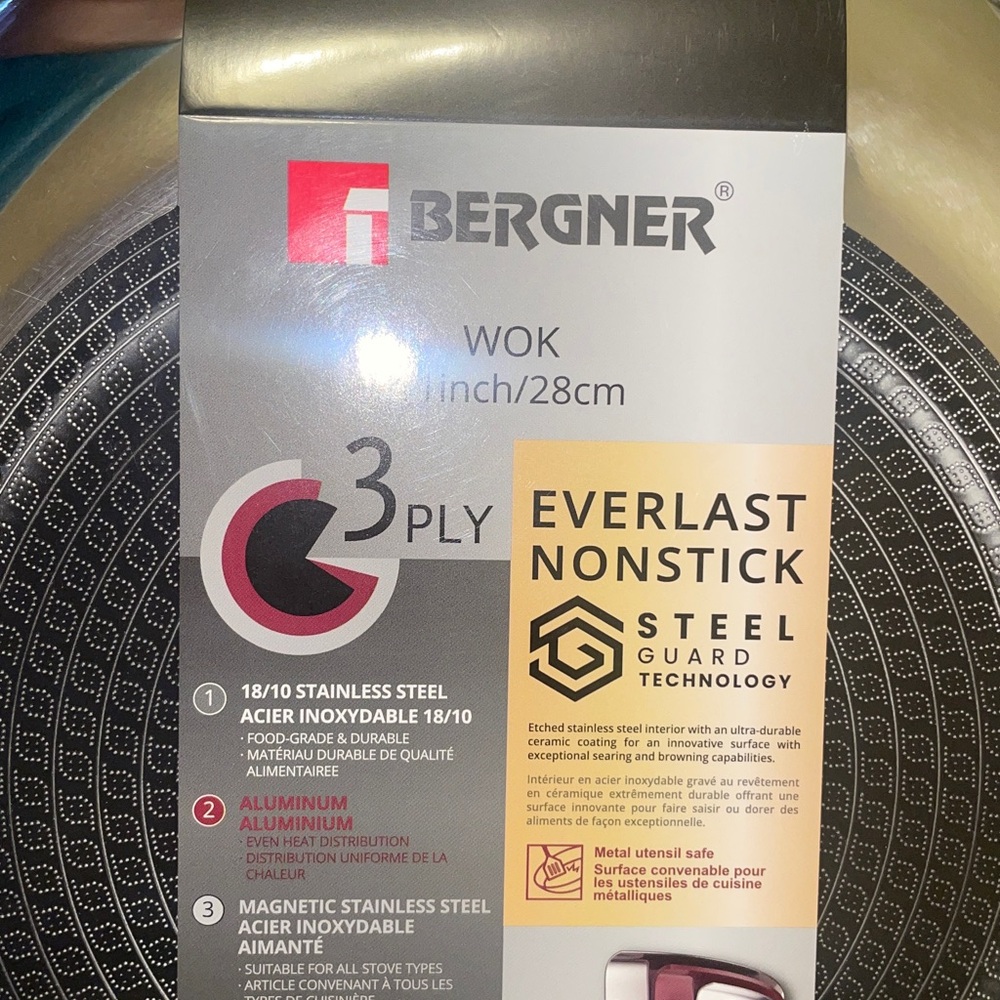 BN Bergner with 3 ply everlasting ceramic coated steel guard tech 11” wok - Picture 3 of 8